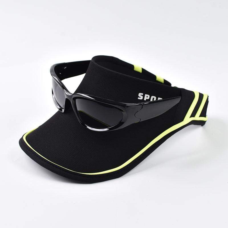 

New Sport Empty Top Cap Sun Hats With Sunglasses for Men Women Adjustable Outdoor Hunting Hiking Camping Fishing Sunshade Hat One Size чорний