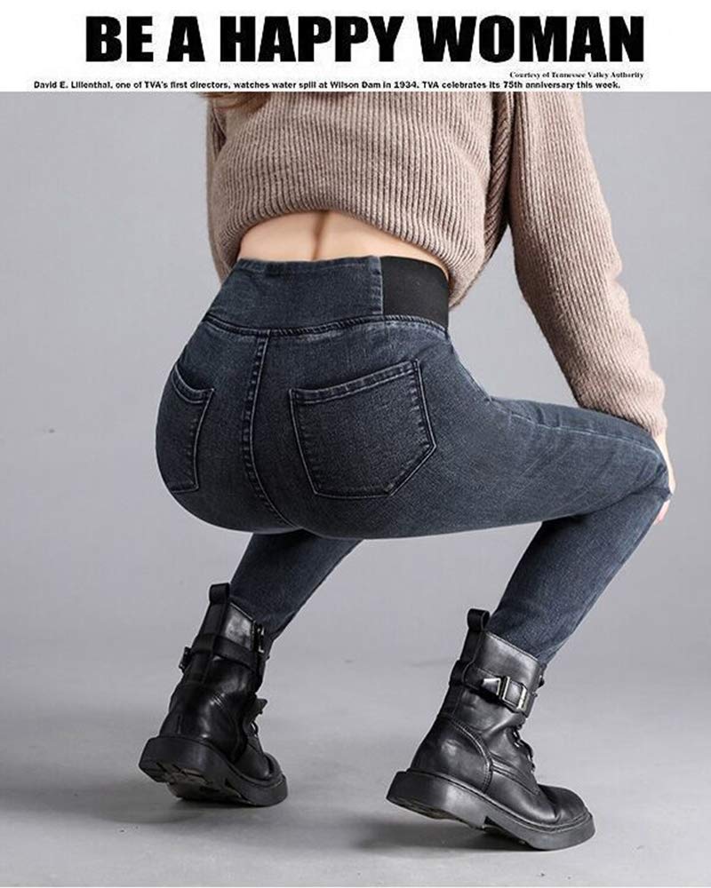 LUJPOIR Skinny Jeans mit elastischem Stretch-Denim Schlankmachende Lange Lässige Schwarze Skinny Größen Damen High-Waist Taille, Leggings, Hosen, Jeans,