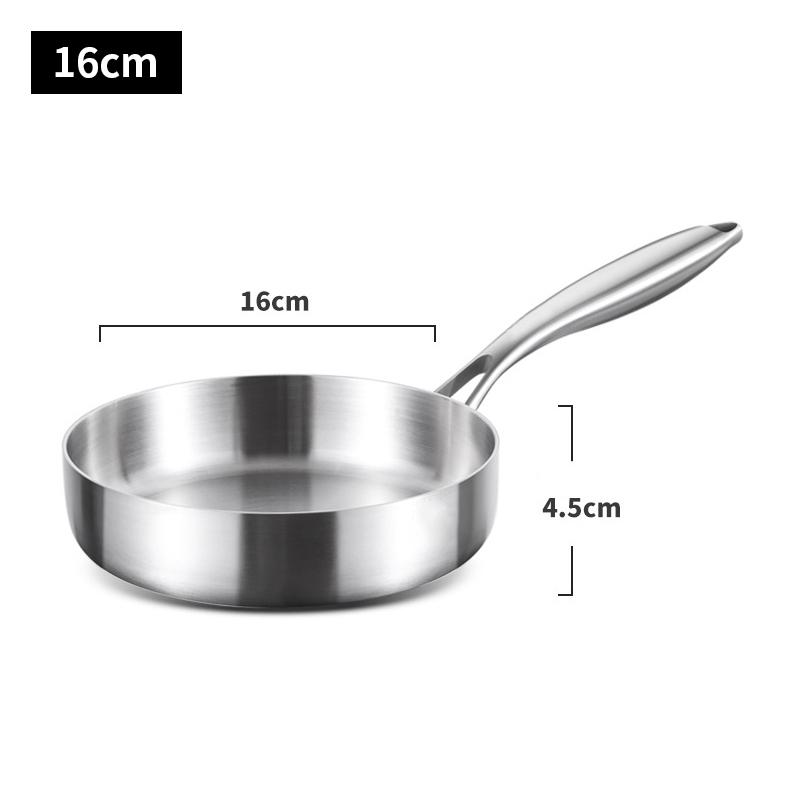 

316 Stainless Steel Frying Pan 16/20cm Stir-fry Pans Household Induction Cooking Pot Uncoated Wok Kitchen Cookware