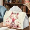1pc Cat-Themed Tissue Box Holder with Flower Cat - Reusable Napkin Dispenser Suitable for Kitchen, Living Room, Dorm Decor, Nightstand Storage, Compac