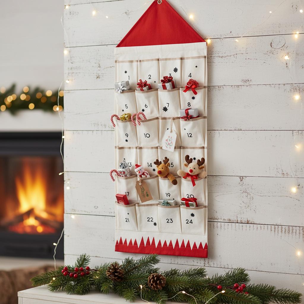 Fabric Christmas Advent Calendar Reusable Xmas Tree Empty Cloth Ornaments DIY Household Festival Decorations Gift for Friends