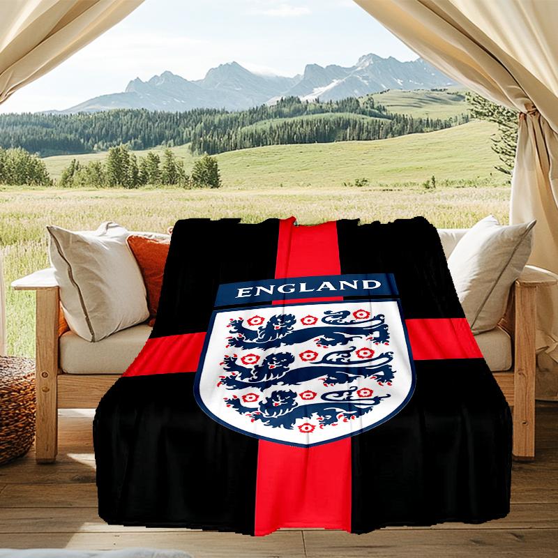1PC England Football Crest Printed Soft Flannel Blanket Throw for Adult Bedroom Living Room Sofa Camping Travel Fan gifts Christmas Gifts