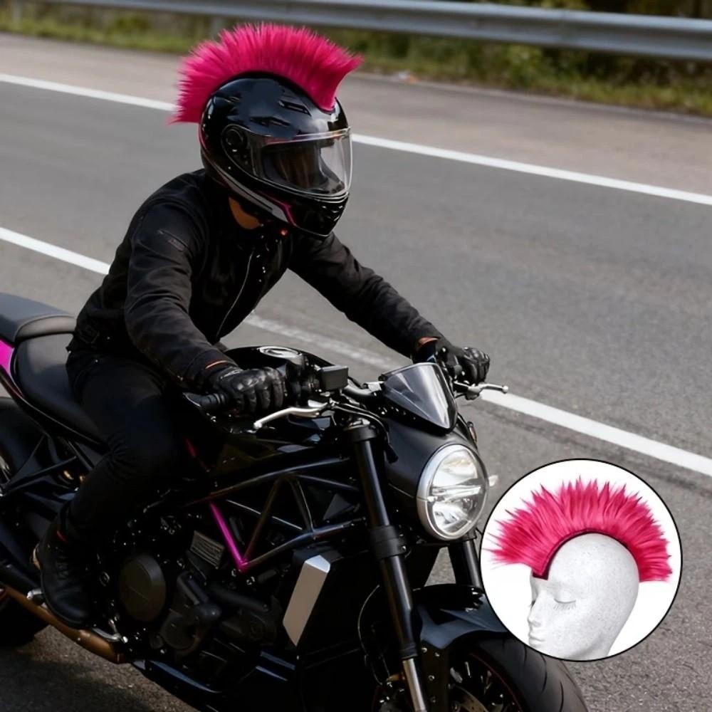 Reusable Mohawk Synthetic Wigs Adhesive Helmet Mohawk Wig Decorative Helmet Decorations  Ski Helmet