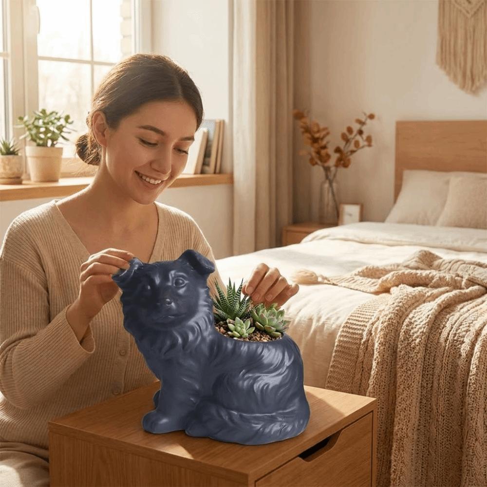 Modern Cute Ceramic Dog Vase Handmade Animal Shaped Succulent Pot Unique Animal Planter Office