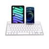 USB Rechargeable Bluetooth Wireless Keyboard for iPad and Connects To Two Features Stand English Compatible with and Silver Tablets, Devices,