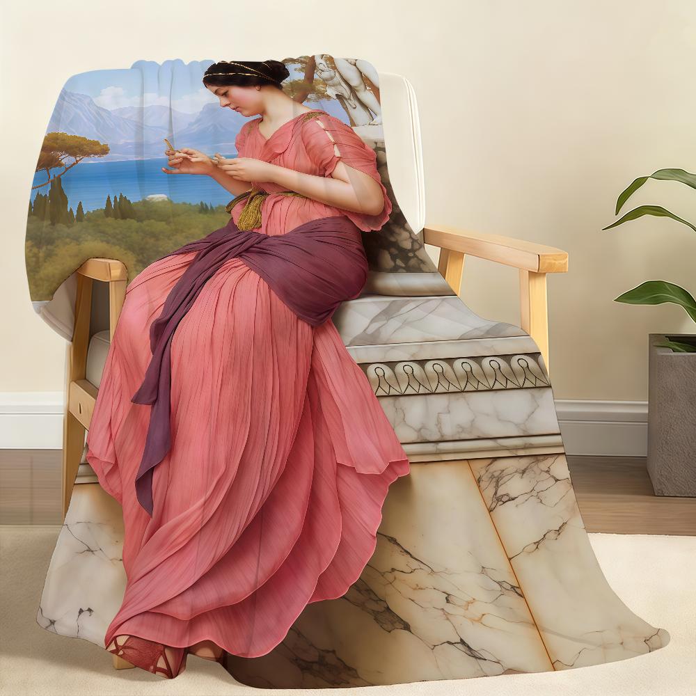 English Painter J John W William G Godward Blanket For Soft Throw Blanket for Picnic Bed Sofa Home Bedroom Cozy Warm Comfortable 75x90cm