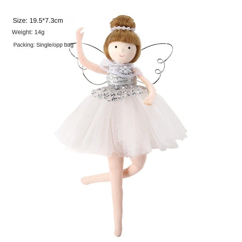 Cute Ballet Girl Doll Christmas Tree Hanging Angel Pendant Lifelike Artificial Christmas Tree Decor Sequins Xmas Hanging Pendant