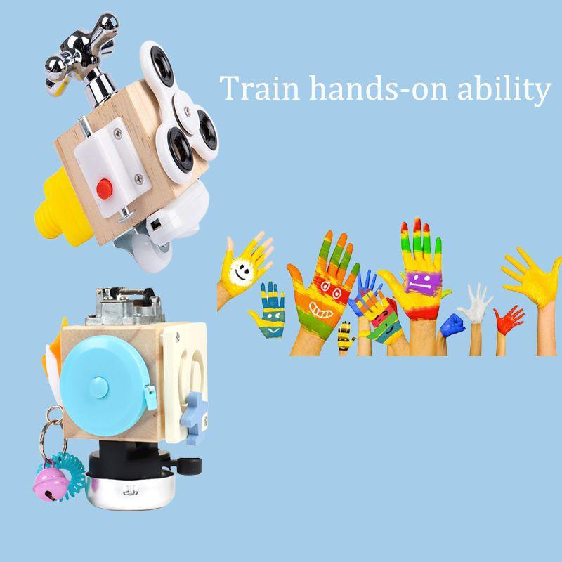 Sicheres Holz-Montessori-Beschäftigungsbrett für Kleinkinder zum Erlernen von Fähigkeiten und sensorischer Bildung Spielzeug