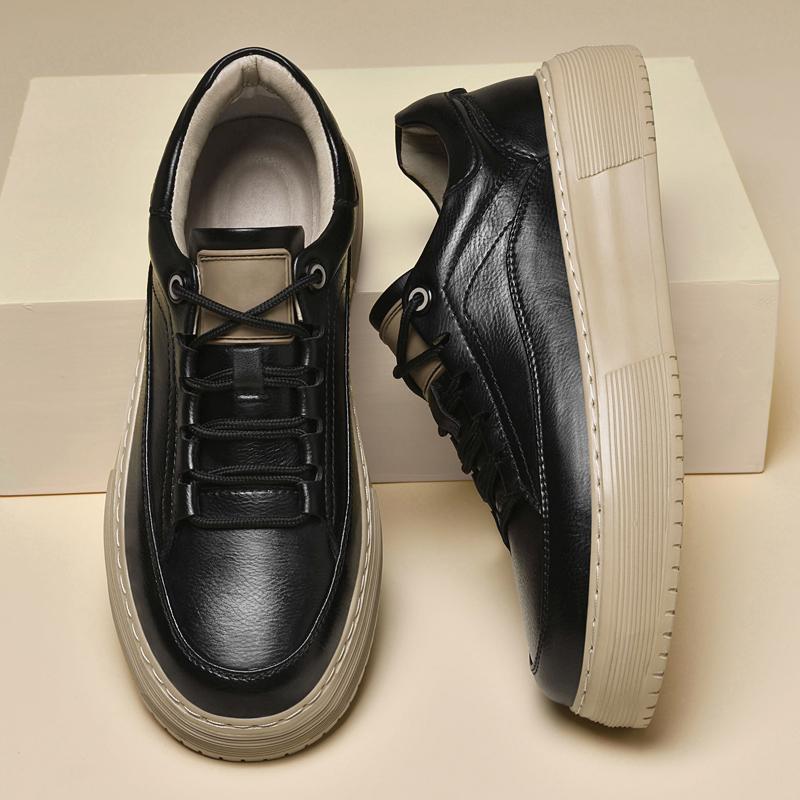 Fashion Handmade Men's Flats Lace-Up Mens Stylish Sneakers High Quality Men Casual Shoes Genuine Leather Non-Slip Walking Footwear Men