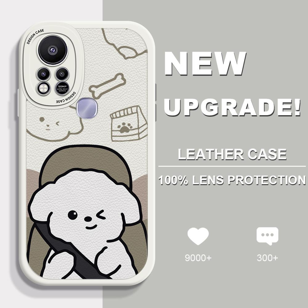 Schlankes Hautgefühl Niedlicher Weißer Welpe Weiche Silikon PU Lederhülle Handyhülle für iPhone Samsung Huawei Honor Xiaomi Redmi OPPO Realme Vivo