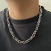 Sapphire Inlaid Titanium Steel Necklace Male Niche Design Hip Hop Thick Chain Collarbone Chain Couple Accessories