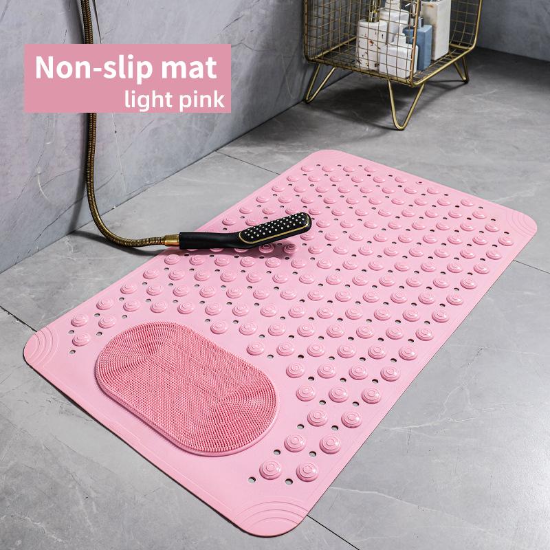 Pvc Bathroom Non-slip Mat  Suction Cups Solid Color Household Non-slip Mat  Waterproof Dirt Resistant  Toilet Hotel Floor Mat