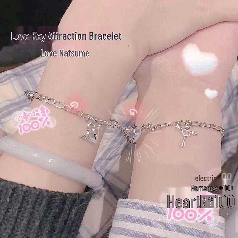 Magnetic Heart Key Lock Bracelet for Couples & Best Friends - Perfect for Long-Distance Relationships