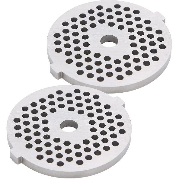 2Pcs Stainless Steel Meat Grinder Plates Discs, Replaceable Meat Grinder Blades Grinding Plate Round Hole for 5# B Type Grinder(3mm)