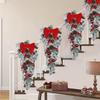 Yousheng Christmas Staircase Wreath Garland Bow Front Door Hanging Garden Xmas Tree Pendant Party New Year Home Decoration