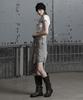 Jenyujeu Lace-Up Asymmetrical Wave Puckering Skirt - Light Gray