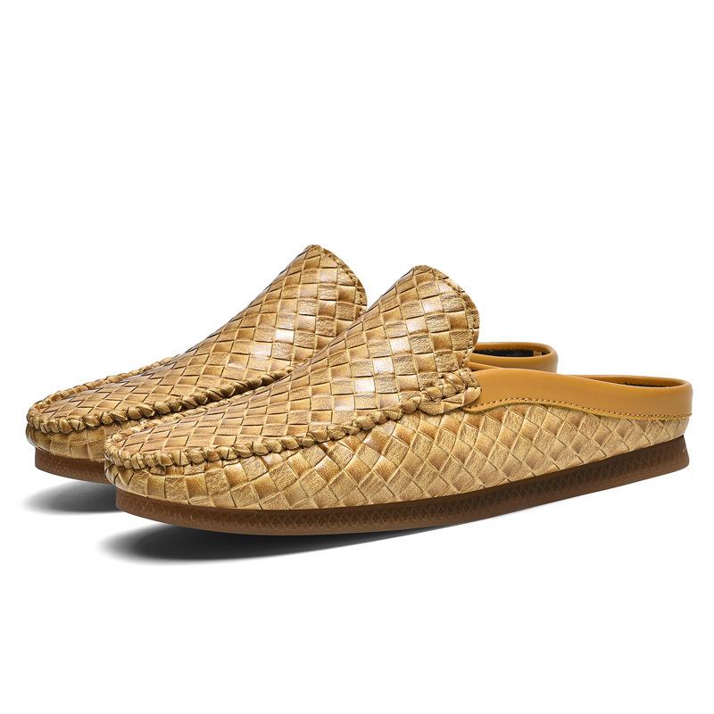 

Driving casual versatile shoes men s semi-summer breathable Korean version casual foot leather shoes a Doudou shoes men s shoes 45 жёлтый