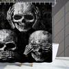 1 Stück Gothic Totenkopf & Hand Design Duschvorhang - Extra Breit Polyester Badezimmer Dekoration mit Digitaldruck, Waschmaschinenfest, Schwarz
