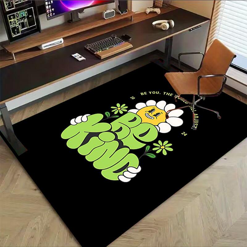 1pc Be Kind Home Office, Durable Polyester Floor Mat with Easy, Office Decor, Urban Style, Nonslip Backing, Highquality Fabric