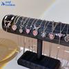 2023 New designedPink Crystal Zircon Pendant Necklace Earrings Ring Sweet Cross Heart Chain Choker for Women Jewelry Accessories