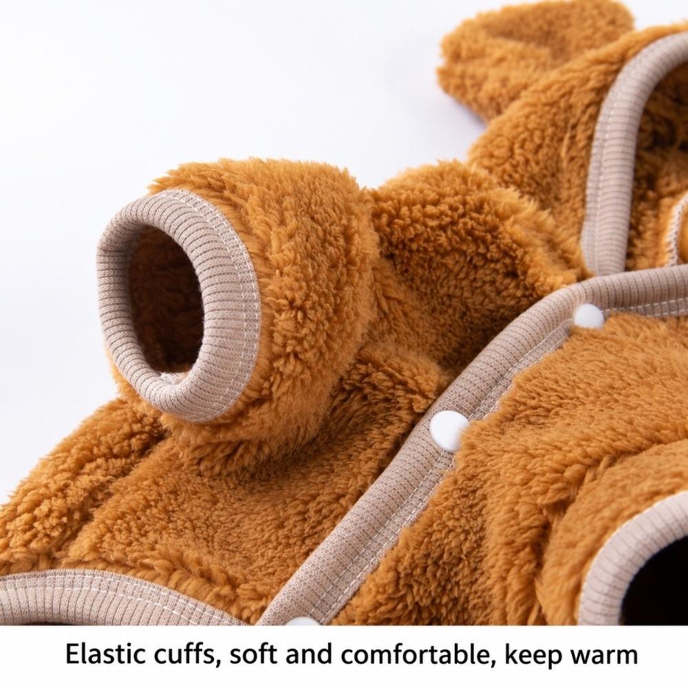 Winter Dog Warm Clothes Fleece-lined Dog Bodysuit Cute Dog Hiking Jacket  Puppy