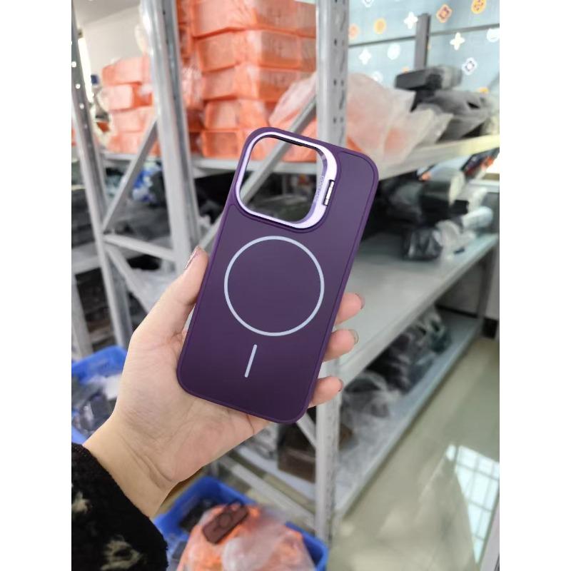 Fine Magnetic Attraction, Suitable for Apple 16promax Phone Case Mesh Heat Dissipation, Ip15pm Lens Bracket Full Cover Protective Case