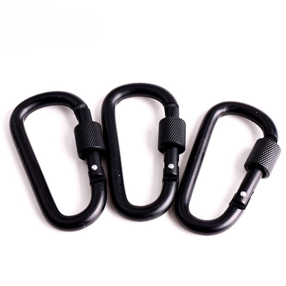 1/2/5pcs Black D-Ring Carabiners with Lock Shopping Bag Clip Hook High Quality Hammock Hook
