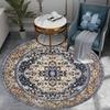 Round Classic Floral Carpet - Symmetrical  Motif In Cream/Deep Blue, Timeless Elegant Rug for Living Room, Handcrafted Decor