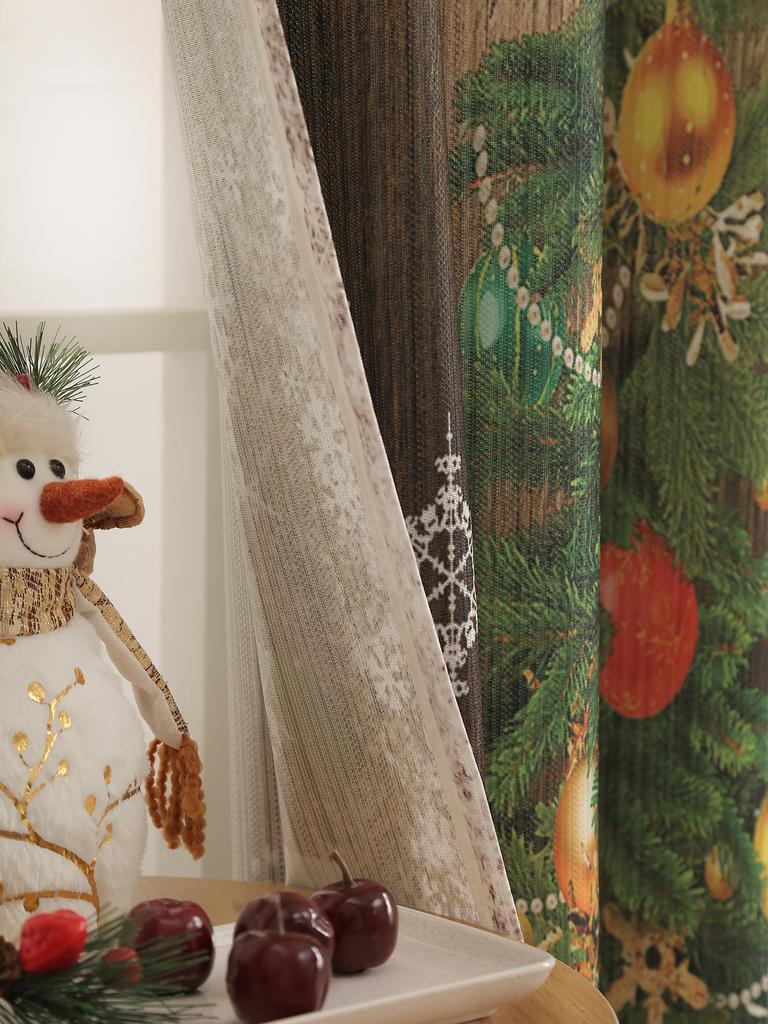 Christmas Curtains 82 Inch Winter Bedroom Window Drapes Tree Xmas Curtains for Living Room