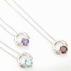 Shop Silver 925 Natural Stone Simple Small Circle Necklace for Women Garnet [Accessory Piena]