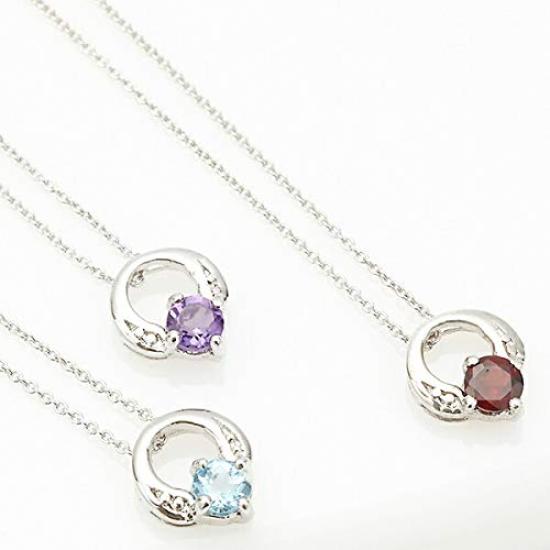 Shop Silver 925 Natural Stone Simple Small Circle Necklace for Women Garnet [Accessory Piena]