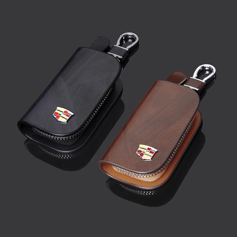 Luxus-Leder Auto Schlüssel Geldbörse Schlüsselanhänger Organizer Halter Tasche für Cadillac ATS BLS CT4 CT6 CTS SRX XT4 XTS Escalade Deville DTS