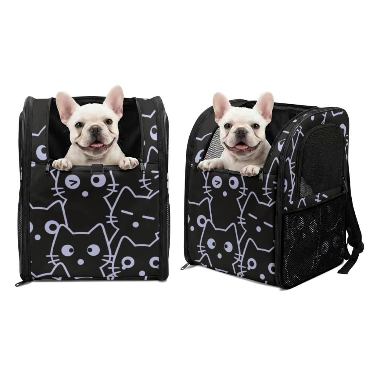 Line Cat Pattern Pet Bag Pod Custom Cat Travel Breathable Mesh Backpack