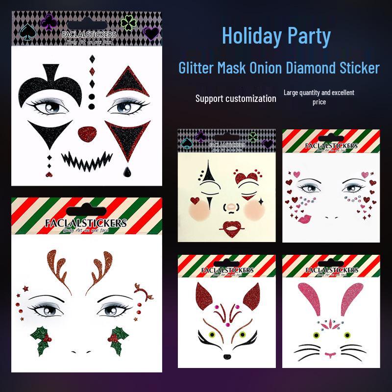 Custom Festival Party Glitter Face Stickers for Christmas & Halloween Makeup