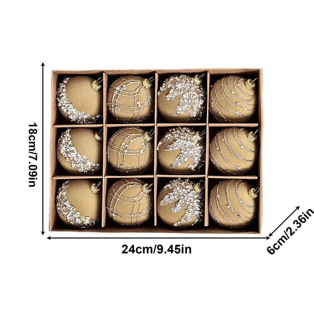 

Блестящие рождественские шары 12 шт. Декоративный небьющийся шар для рождественской елки Ретро рождественский шар с блестками для праздника