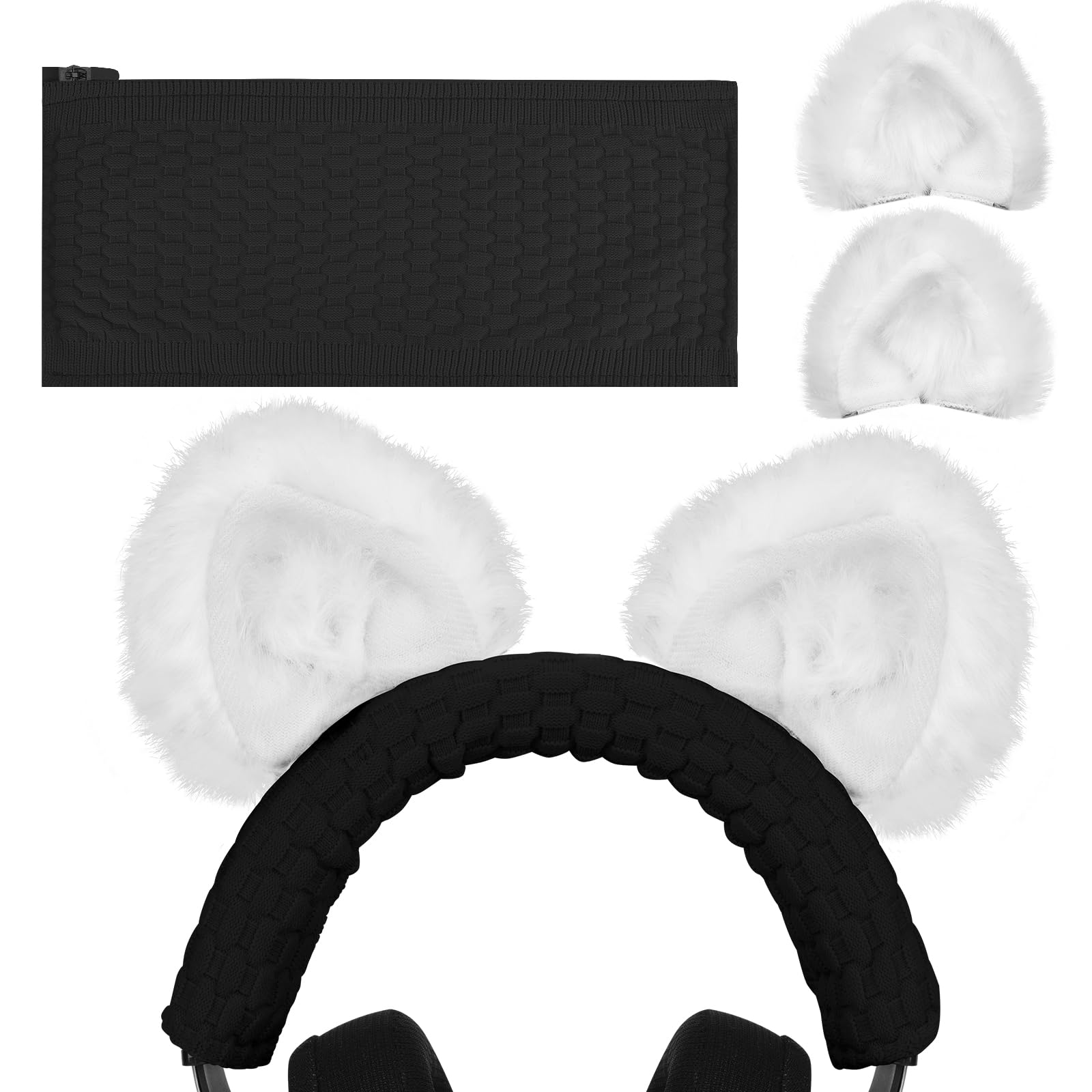 

Geekria Knit Fabric Headband Cat Ear Suit Cover Compatible with Razer, SteelSeries, HyperX, Sennheiser, ASTRO, Sony, Logitech, and Audio-Technica