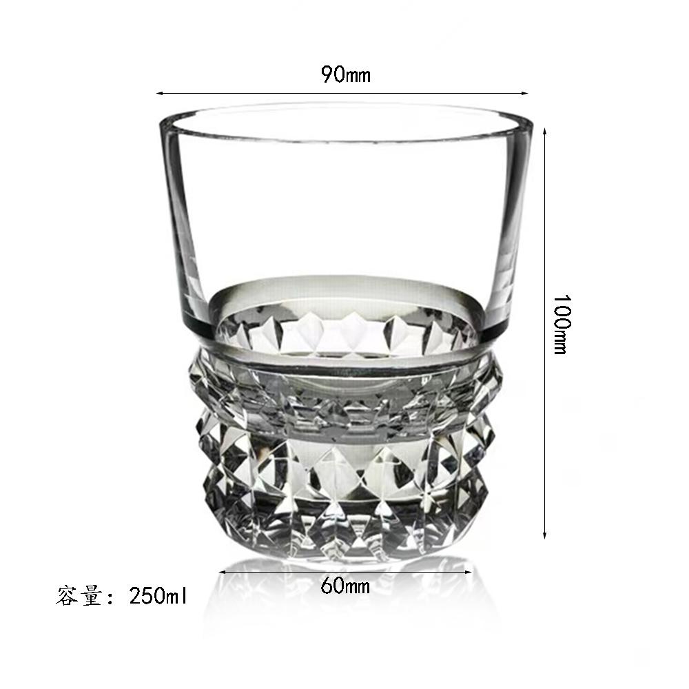 Handcrafted Edo Kiriko Crystal Cocktail Whiskey Glasses Tumbler, Hand Cut Old Fashioned Glasses, 250 Ml