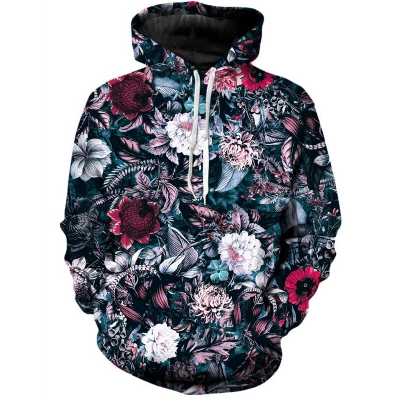 Retro Rostliny Květinový Grafický 3D Tisk Mikina Pánská Móda Ležérní Mikina s Kapucí Pro Unisex Pulovr Street Oversize Topy