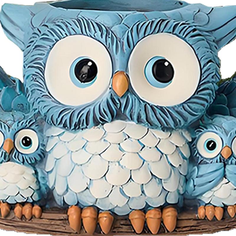 Pot de fleur Hibou Décoratif Animal Pot de fleurs Mignon Drainage Imperméable Résine Vase Créatif Pour Maison Lieu de travail Jardin Étagère de bureau Table