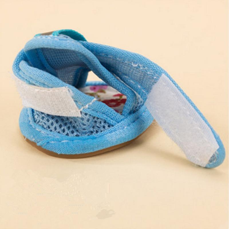 4PCS/set Pink Non-slip Summer Dog Shoes Breathable Sandals for Small Dogs Pet Dog Socks Sneakers for Dogs Puppy Cat Shoes Boots