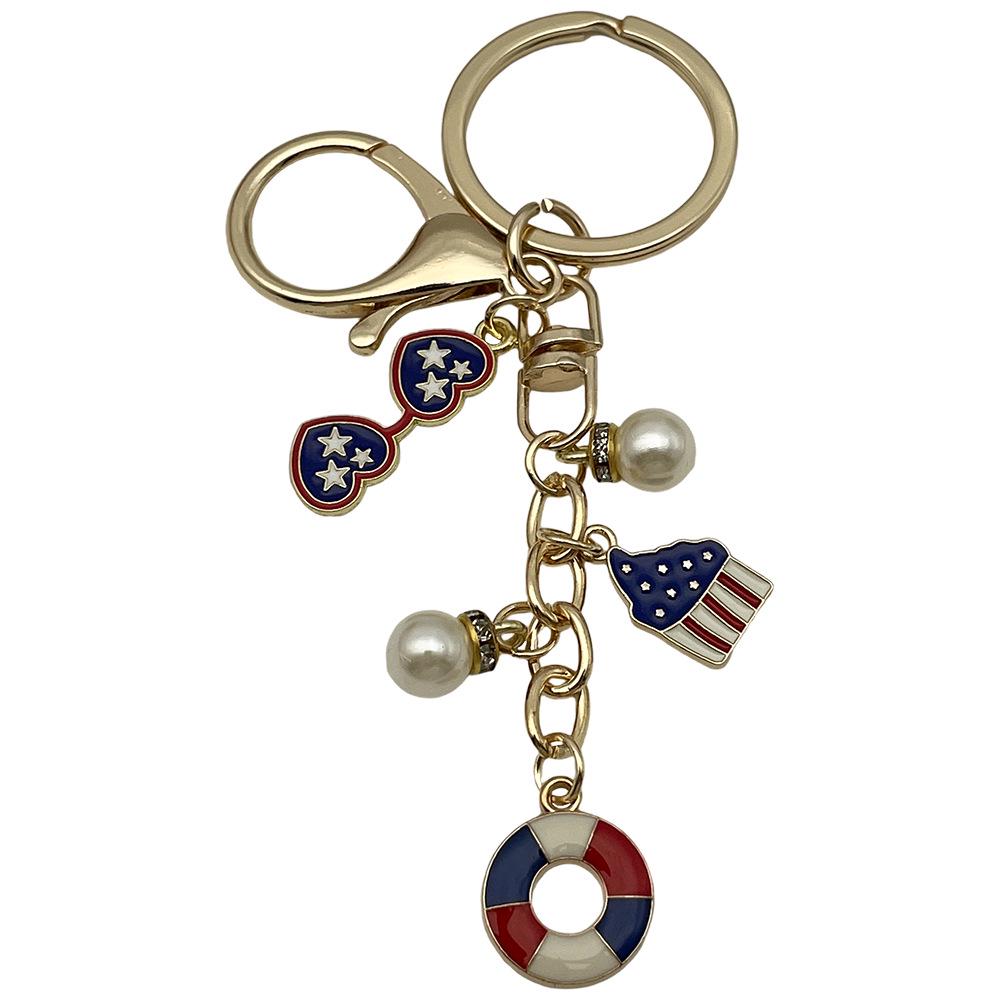 Independence Day Flag Heart & Star Earrings Keychain Pendant