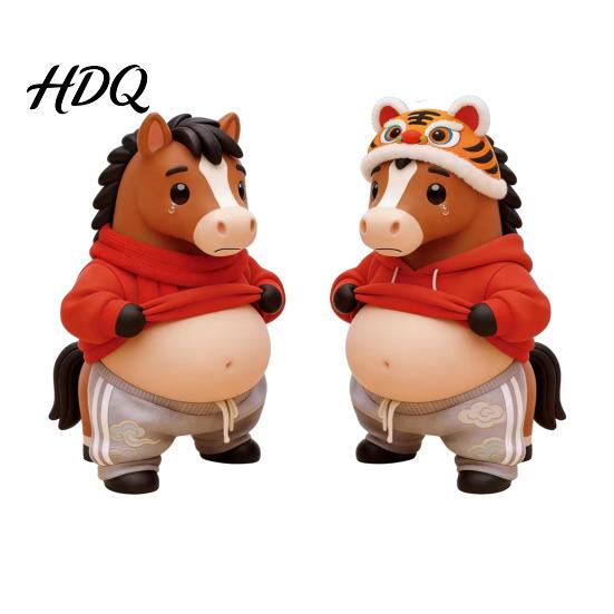 Cartoon Horse Sticker 1 Pair Elastic Belly Animal Anxiety Stress Relief Fat Tummy Shaped Bumper Dog Cat Decal Pinch Silicone Anti-collision 3D