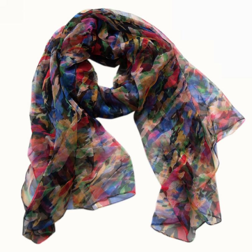 

[BYSIFA] Colourful Silk Scarf Women Long Thin 100% Silk Long Scarf 170*105cm Elegant Oversized Size Brand Autumn Winter Scarves