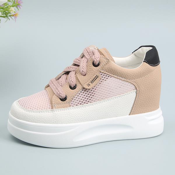 

Модные кроссовки сетка женские новая летняя обувь 2025 женская обувь платформа дышащие розы толстая подошва повседневный досуг увеличенные внутренние 35