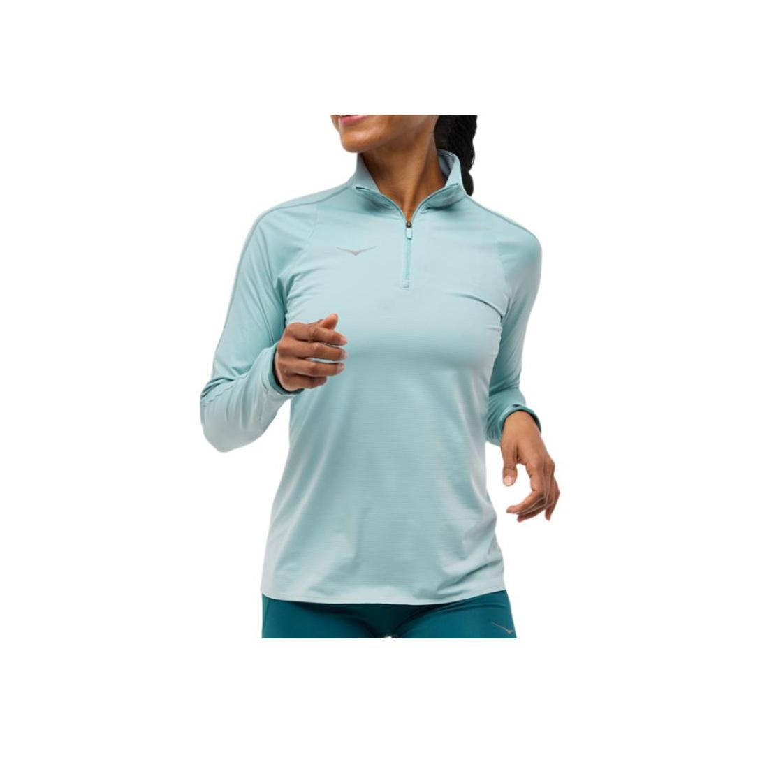 

HOKA ONE ONE Однотонная футболка с воротником-стойкой и длинным рукавом Женские топы Синий 1164155-DZY M