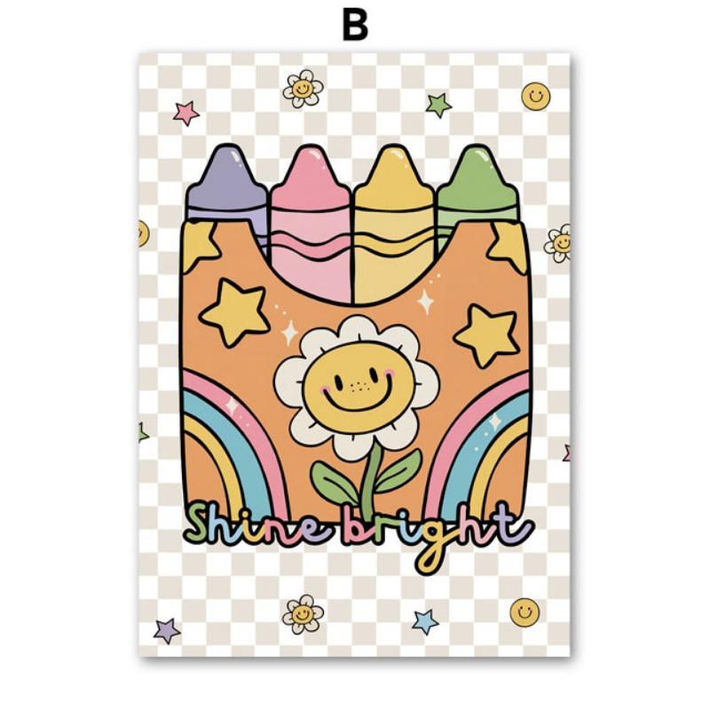 

Земля Ракета Книга Подсолнух Цветок Улыбка Лицо Детская Настенная Живопись Холст Картина Скандинавские Плакаты И Принты Картины Декор Детской Комнаты 21cm×30cm NoFrame