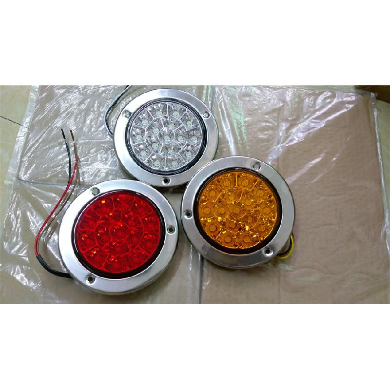 2Pcs Red Round Reverse Stop Rear Tail Light Truck Trailer Brake Turn Signal Lamp