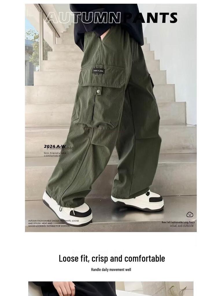 Boys' Thickened Fleece Sweatpants: Autumn/Winter Straight-Leg Warm Casual Pants for Ages 7-14