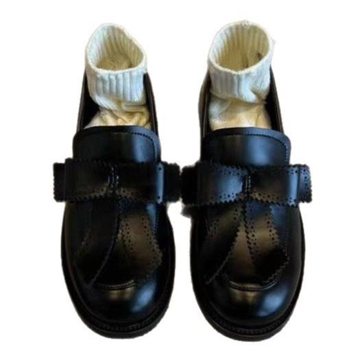 [Ushilai] British style thick heel temperament loafers women's 2025 spring new bow casual one pedal