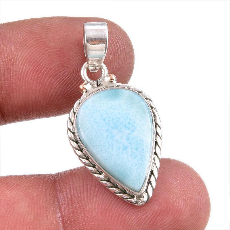 

Natural Republic Larimar Gemstone Handmade 925 Solid Silver Pendant 1.50 F4O91